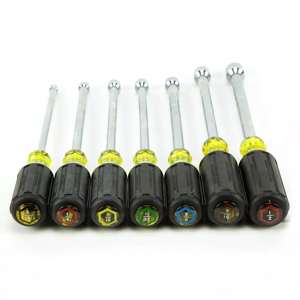 Klein Tools 7-Piece Hollow Shaft Nut Driver Set with Cushion-Grip Handles