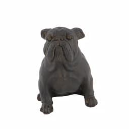 LITTON LANE Polystone Sitting Bulldog Sculpture - Rustic Bronze Dog Statuary thumbnail 2