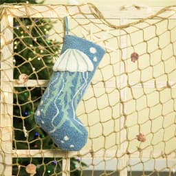 Glitzhome 19 in. 3D Jellyfish Hooked Christmas Stocking, Blue and White Beach Theme thumbnail 6
