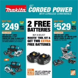 Makita 10 in. Dual-Bevel Sliding Compound Miter Saw X2 LXT Brushless Cordless with Laser and 5.0 Ah Batteries thumbnail 2