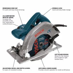Bosch 15 Amp 7-1/4 in. Corded Circular Saw with 24-Tooth Carbide Blade thumbnail 2