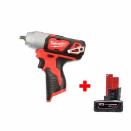 Milwaukee M12 12V Lithium-Ion Cordless 3/8 in. Impact Wrench with 4.0 Ah Battery thumbnail 1
