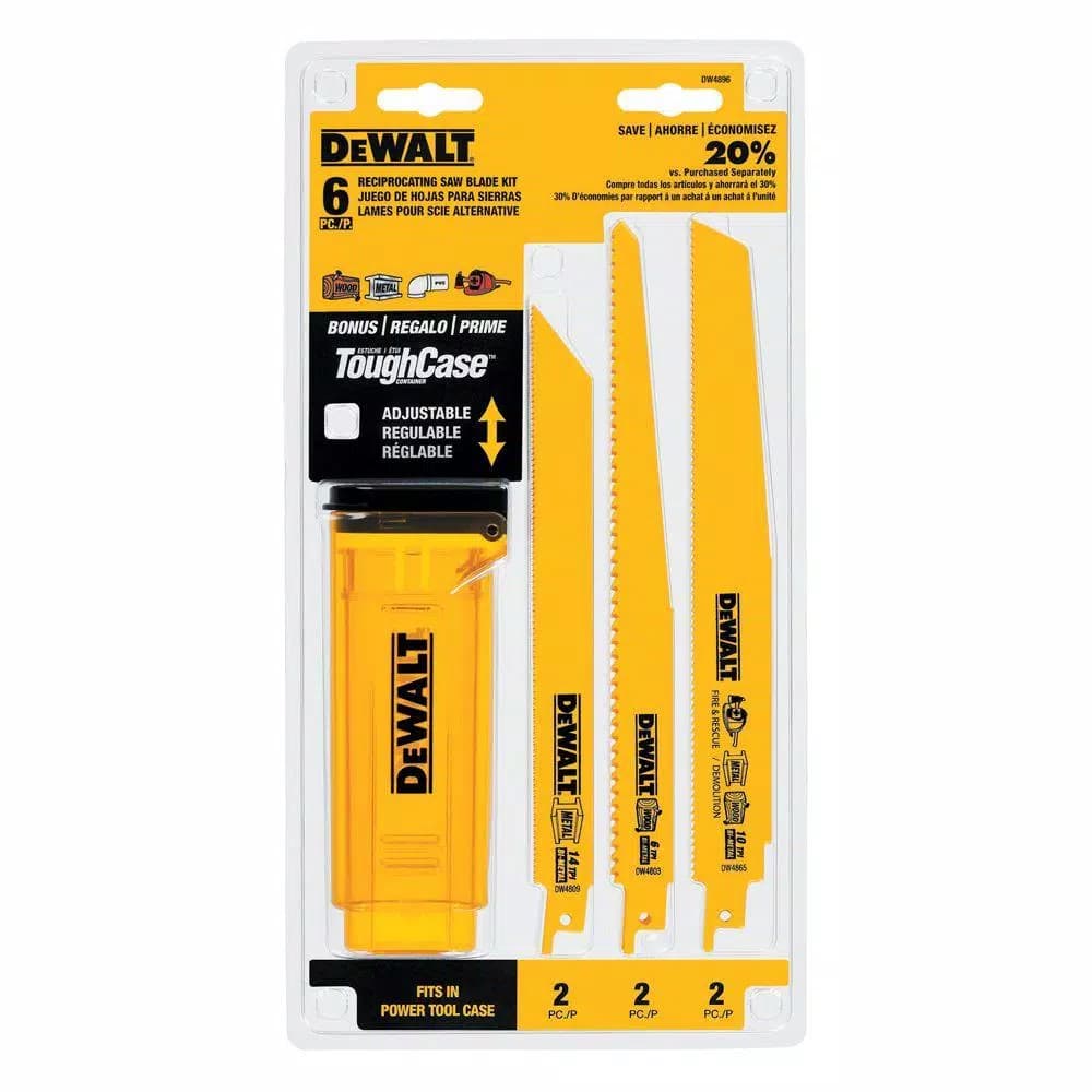 DEWALT Bi-Metal Reciprocating Saw Blade Set with Telescoping Case, 6-Piece Multi-Purpose