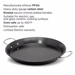 Ecolution Sol 20 in. Carbon Steel Nonstick Paella and Grill Pan, Black thumbnail 3