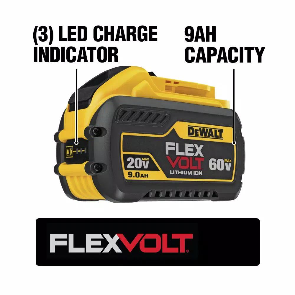 DEWALT DCD470 60V MAX FLEXVOLT Cordless 1/2 in. Stud & Joist Drill with E-Clutch & (2) 9.0 Ah Batteries