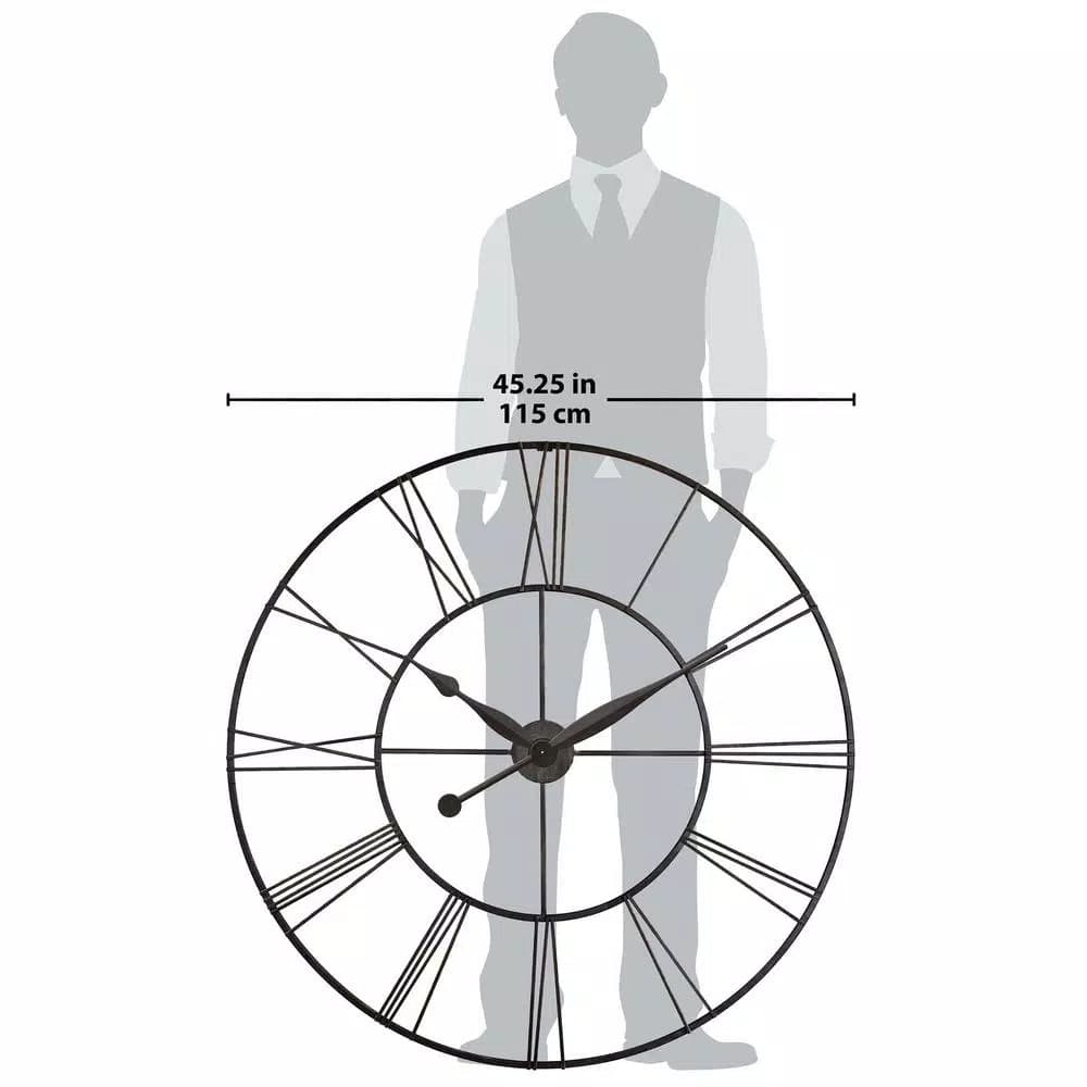 Infinity Instruments Skyscraper XXL 45 in. Oversized Round Wall Clock - Black Metal