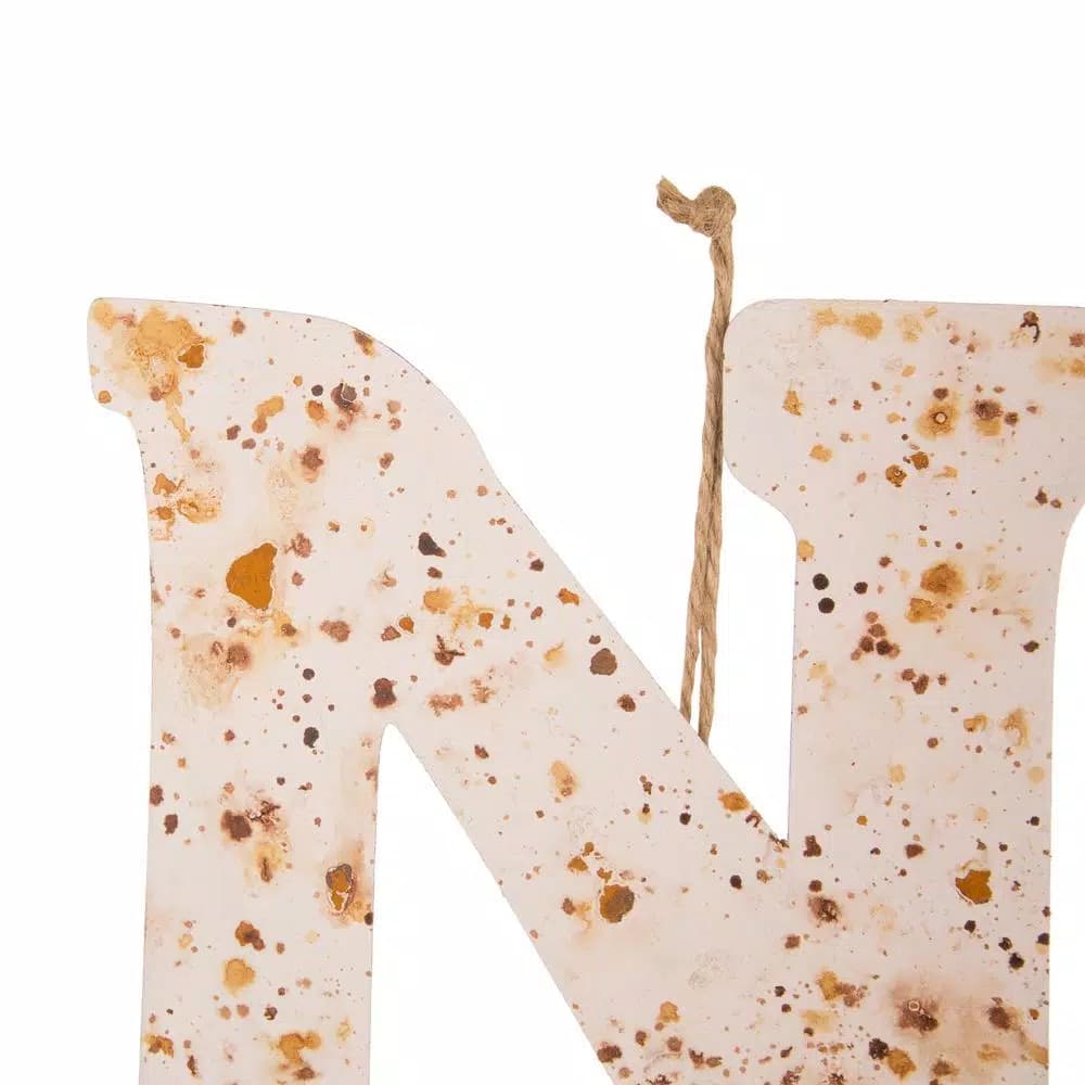 Glitzhome 36 in. Rusty Metal Noel Yard Stake and Wall Decor, Holiday Garden Ornament