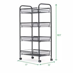 Mind Reader 4-Shelf Rolling Black Metal Mesh Storage Cart thumbnail 6