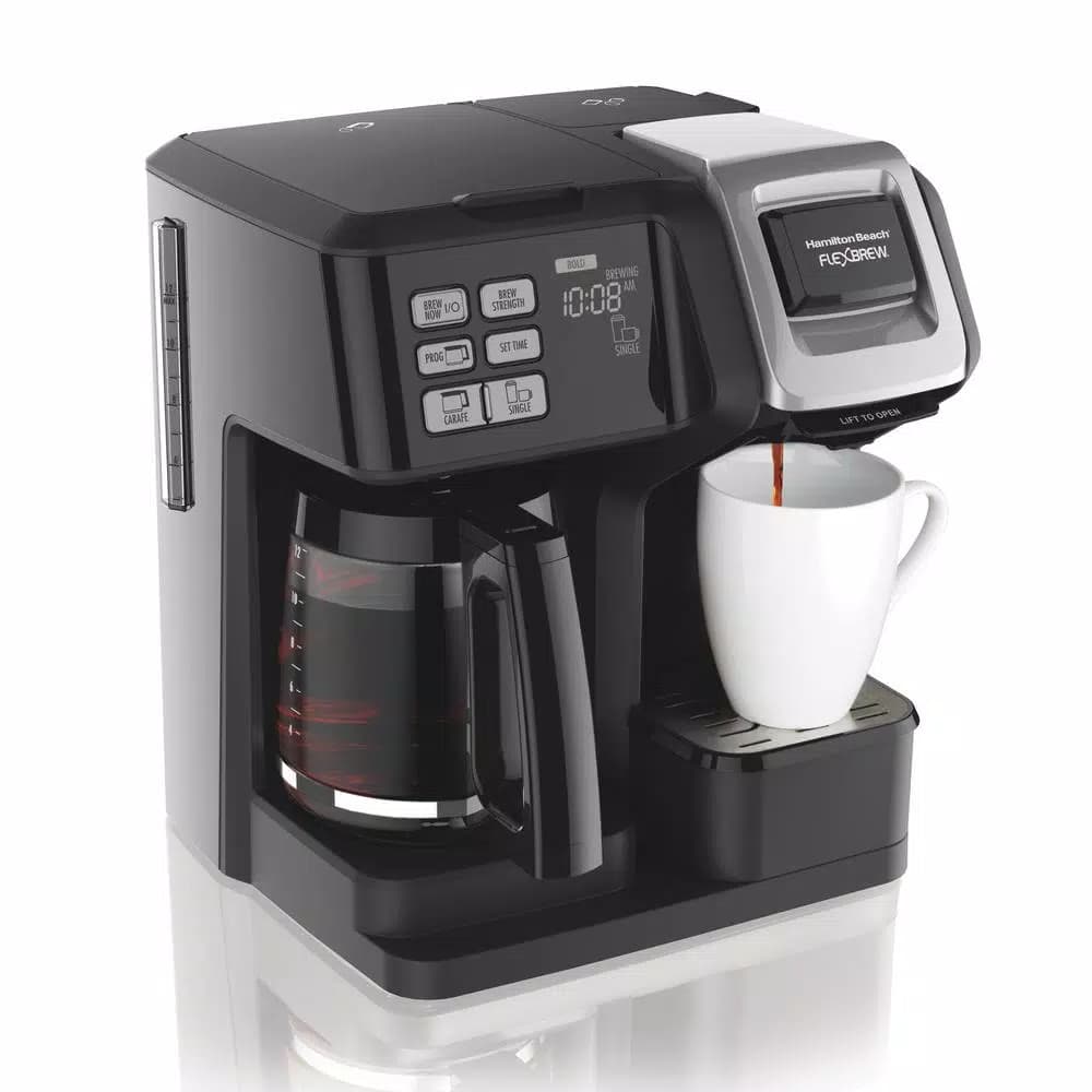 Hamilton Beach FlexBrew 2-Way Coffee Maker, 12-Cup Drip & Single-Serve Pod Brewer, Black
