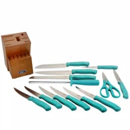 Oster Evansville 14-Piece Stainless Steel Knife Set with Rubberwood Block thumbnail 2