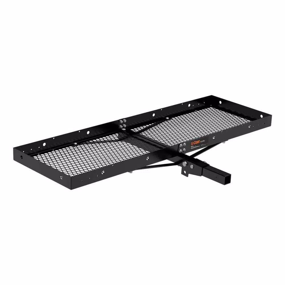 CURT 60" x 20" Black Steel Tray Cargo Carrier with 2" Folding Shank, 500 lbs. Capacity