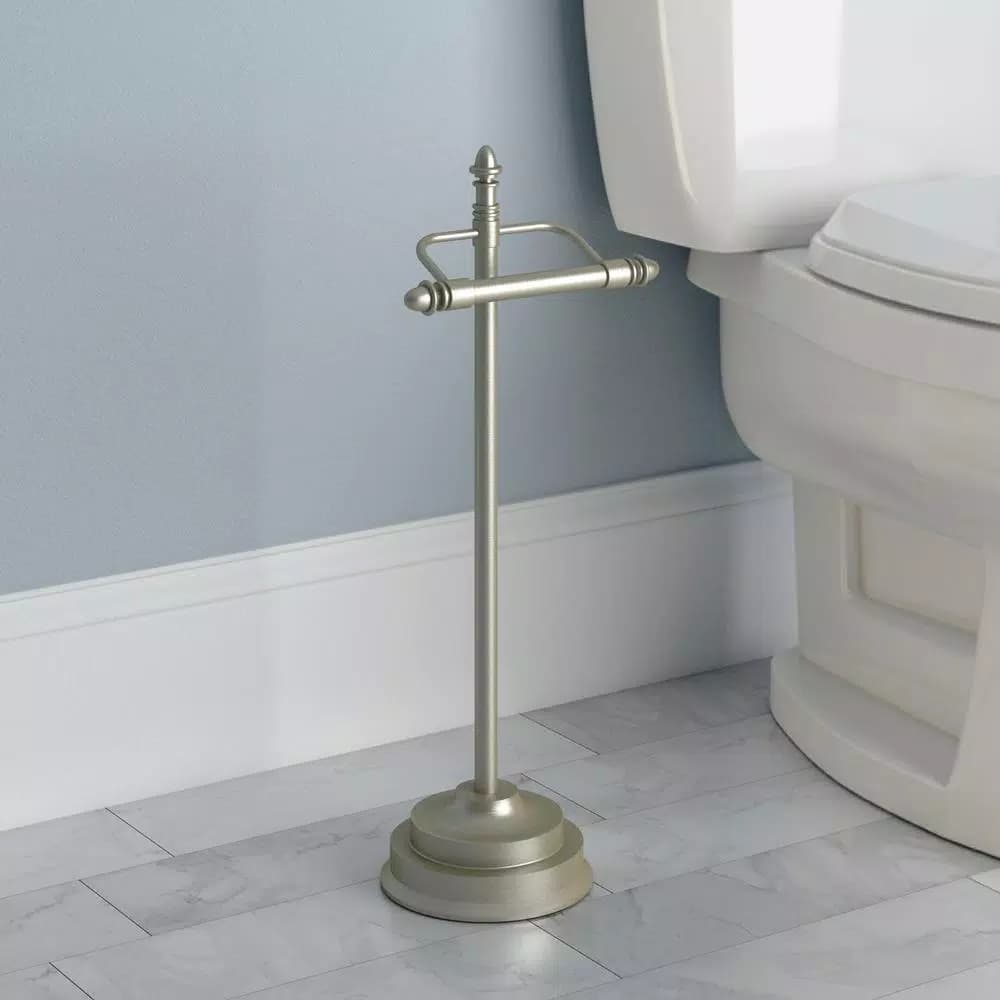 Moen Stockton Freestanding Pivoting Toilet Paper Holder, Brushed Nickel