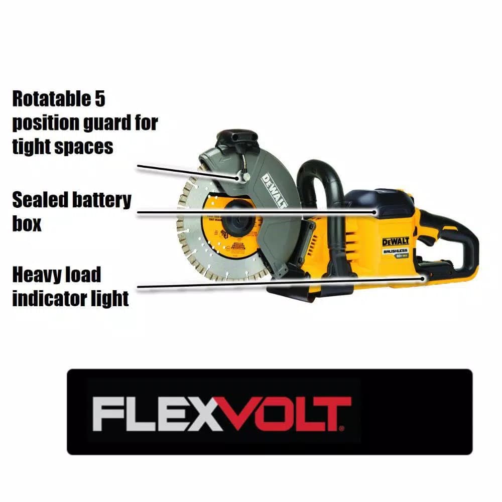 DEWALT FLEXVOLT 60V MAX Brushless 9 in. Cut-Off Saw Kit with (2) 9.0 Ah Batteries & 4-1/2 in. Angle Grinder