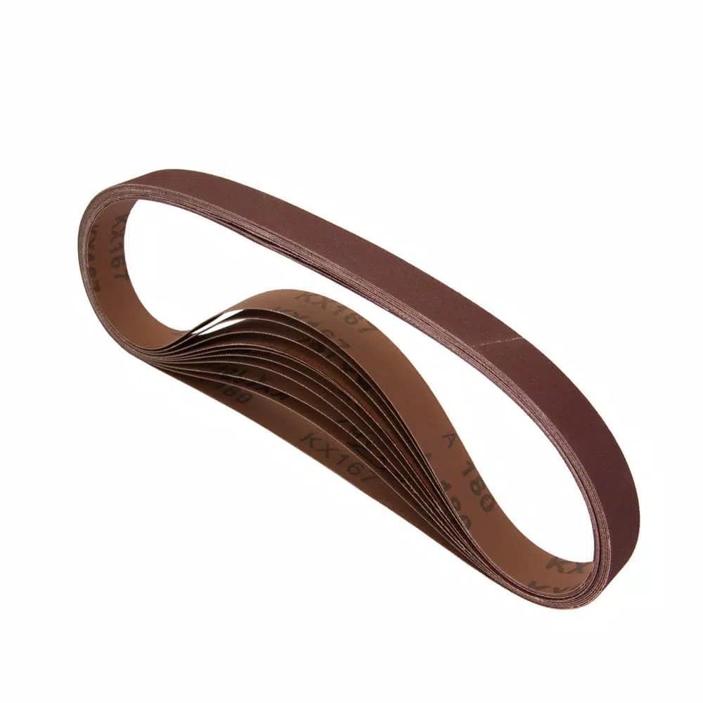 POWERTEC 1 in. x 30 in. 80-Grit Aluminum Oxide Sanding Belts, 10-Pack