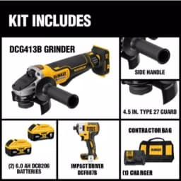 DEWALT 20V MAX XR Cordless Brushless 4-1/2 in. Small Angle Grinder Kit with (2) 6.0Ah Batteries & 1/4 in. Impact Driver thumbnail 2