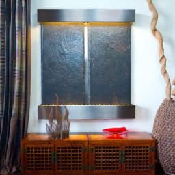 Water Wonders Nojoqui Falls Double Lightweight Slate Wall Fountain with Stainless Steel Trim thumbnail 2