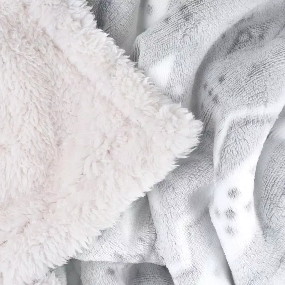Lavish Home Snow Flakes Fleece Sherpa Throw Blanket, Gray