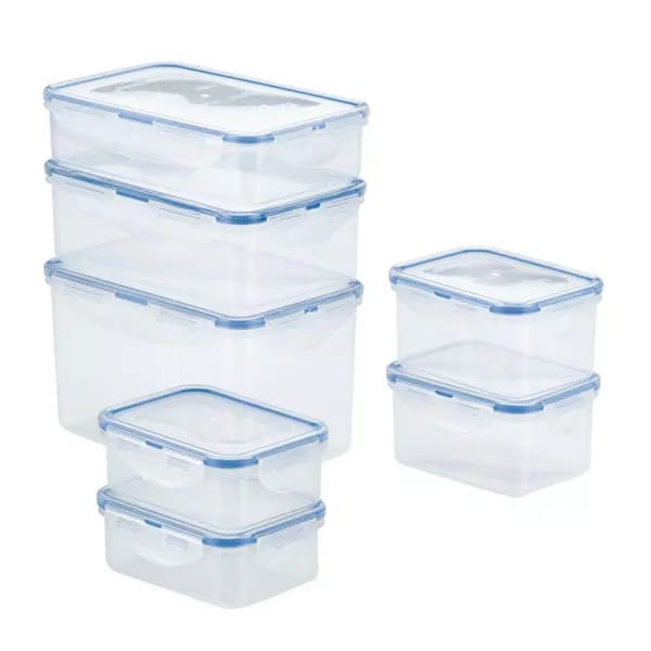 Lock & Lock Easy Essentials 14-Piece Rectangular Food Storage Container Set, BPA-Free