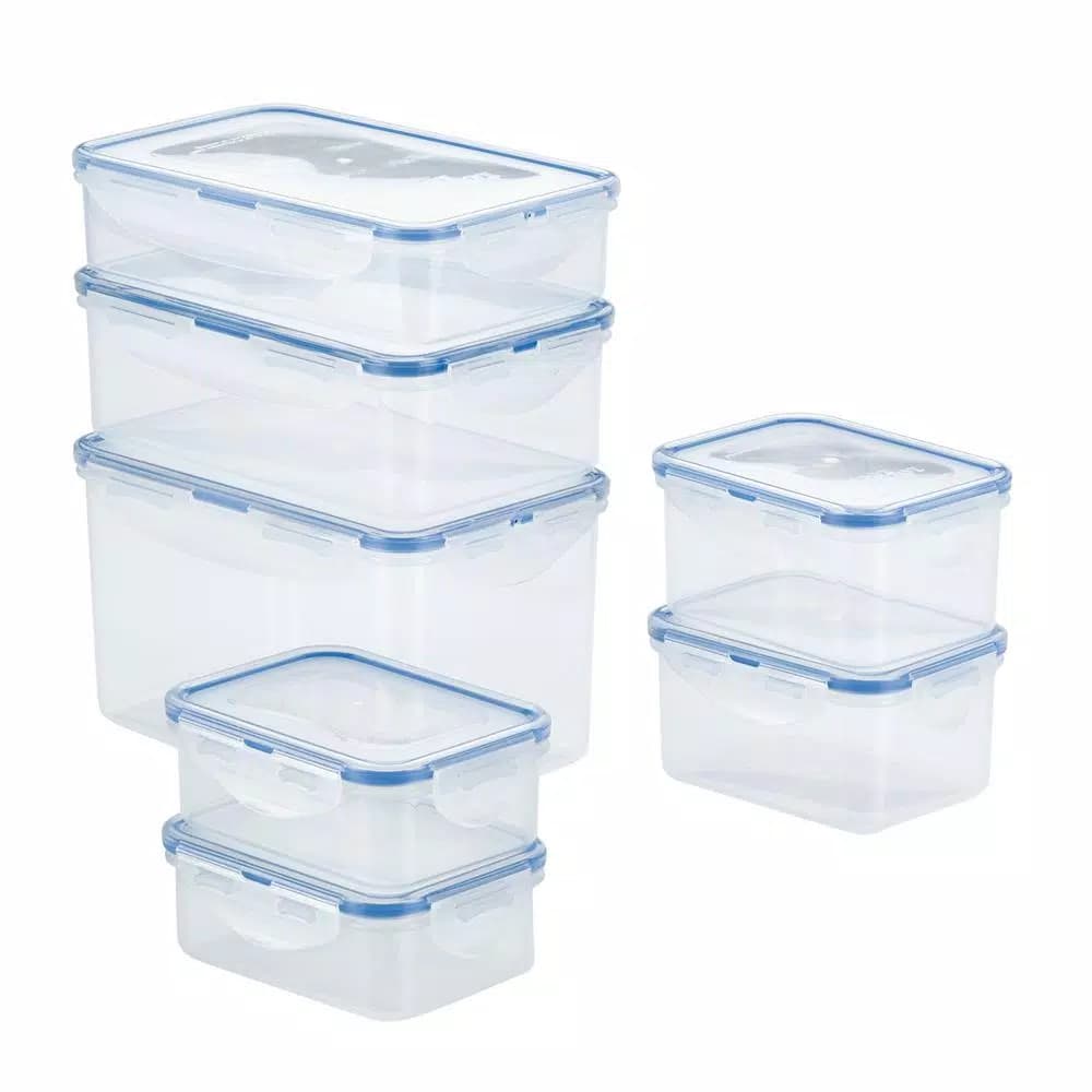 Lock & Lock Easy Essentials 14-Piece Rectangular Food Storage Container Set, BPA-Free