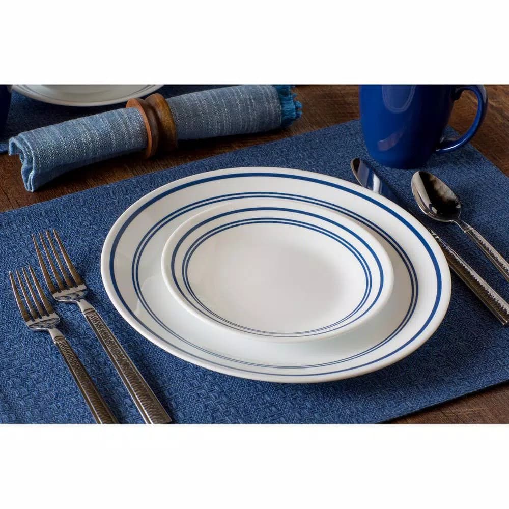 Corelle Cafe Blue 16-Piece Vitrelle Glass Dinnerware Set, Service for 4