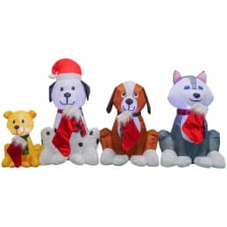 Home Accents Holiday Airblown Inflatables Puppy Pals Christmas Inflatable with Stockings, 7.5 ft. W x 3.74 ft. H thumbnail 1