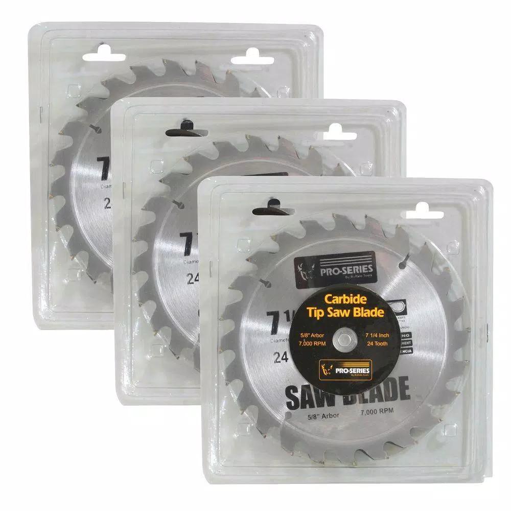 PRO-SERIES 7.25 in. Carbide Tip Saw Blade Set, 3-Piece, 24-Tooth