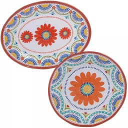 Certified International Vera Cruz 2-Piece Melamine Platter Set, Mexican Patterned Serving Platters thumbnail 1