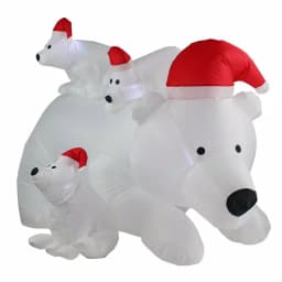 JOYDECOR 6 ft. Polar Bear Family Christmas Inflatable with LED Lights and Red Santa Hats thumbnail 8