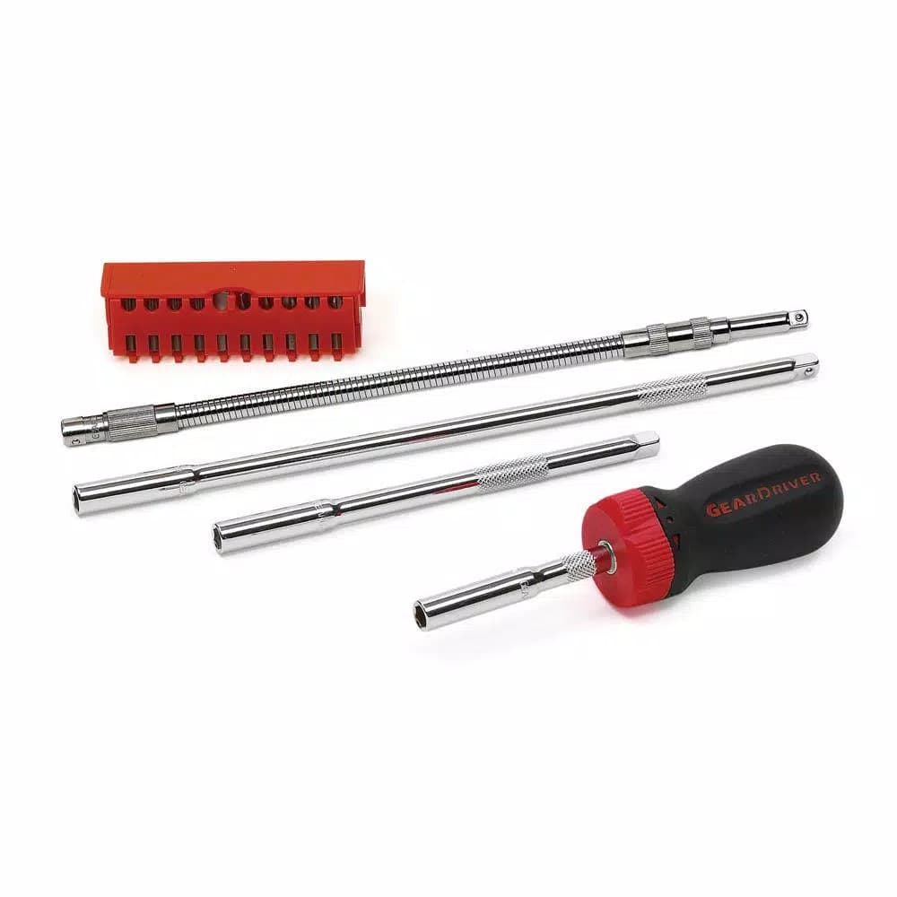 GearWrench Ratcheting Stubby Screwdriver Set with 10-Piece Bit Set, 15-Piece Total