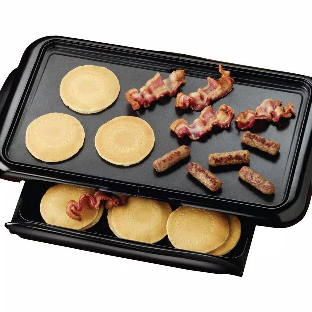 Brentwood Appliances 1400W Nonstick Electric Griddle with Warming Drawer, 200 sq. in., Black