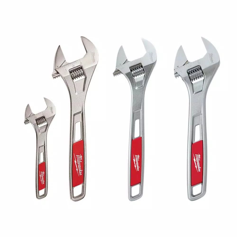 Milwaukee 4-Piece Adjustable Wrench Set, SAE, Chrome Plated