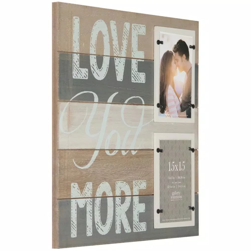 Pinnacle Gallery Solutions Love You More 2-Opening 4x6 Wood Picture Frame, Brown