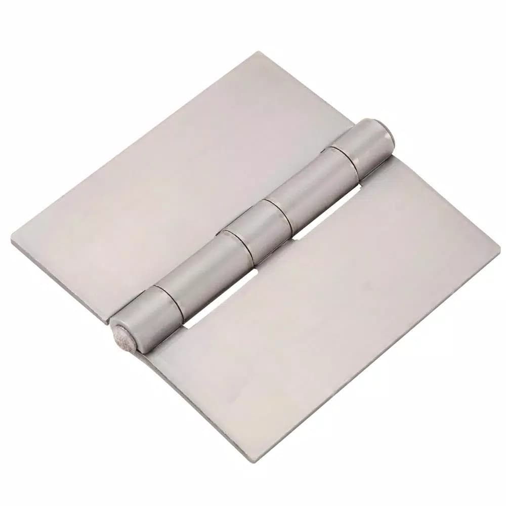 Hardware Essentials 4 in. Plain Steel Weldable Surface Hinge, Square Corner, Fixed Pin (5-Pack)