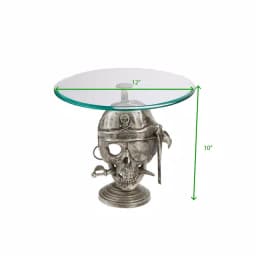 Mind Reader The Mind Reader 12 in. Silver Iron Pirate Head Cake Stand with Glass Top thumbnail 7