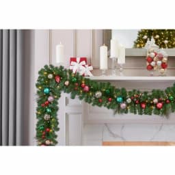 Home Accents Holiday 9 ft. Fantasleigh Pre-Lit LED Artificial Christmas Garland with Ornaments thumbnail 2
