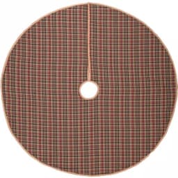 VHC Brands 55 in. Clement Natural Tan and Red Plaid Rustic Christmas Tree Skirt thumbnail 2