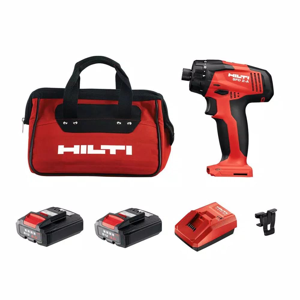 Hilti 12V Lithium-Ion 1/4 in. Cordless Impact Driver SFD 2-A Kit with 2 Batteries, Charger, and Bag