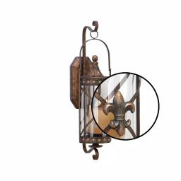 LITTON LANE Old World Riveted Burnished Bronze Iron Candle Sconce with Fleur-de-lis Motif thumbnail 6
