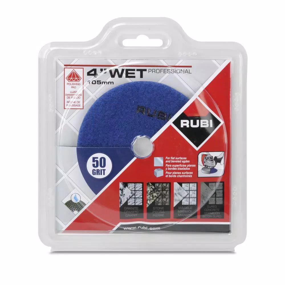 Rubi 4 in. 50 Grit Resin Wet Polishing Pad with Velcro Attachment
