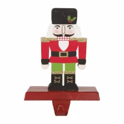 Glitzhome 7 in. Nutcracker Wooden and Metal Stocking Holder, Festive Holiday Decor thumbnail 1