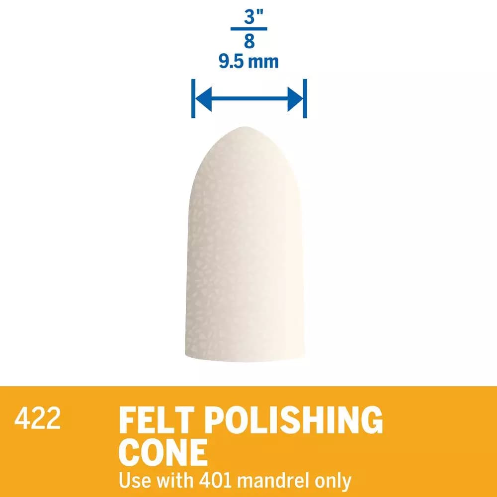 Dremel 3/8 in. Felt Polishing Cone Rotary Tool Accessory for Metal, Stone, Glass, and Ceramics