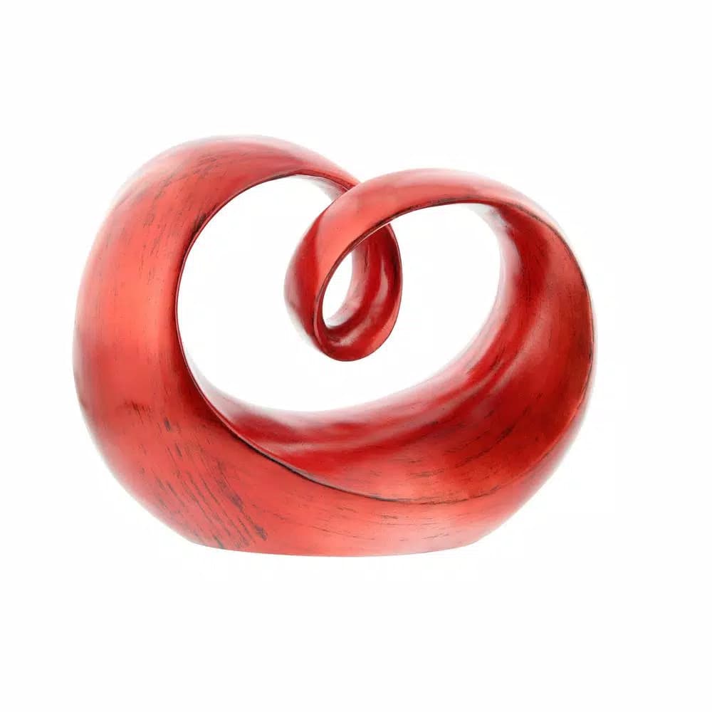 LITTON LANE 9 in. x 12 in. Red Polystone Decorative Abstract Sculpture