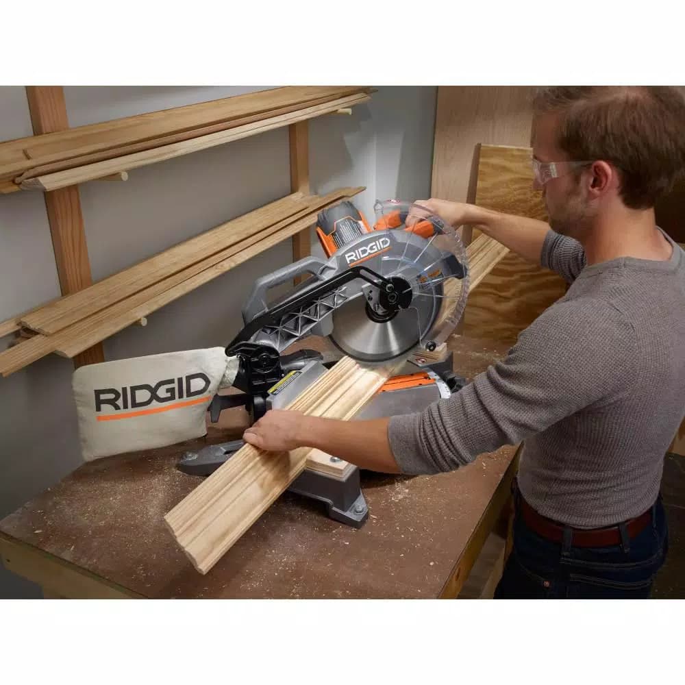 RIDGID 12 in. 15 Amp Dual Bevel Corded Compound Miter Saw with LED