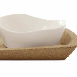 BergHOFF Eclipse 4-Piece Porcelain Snack Bowl Set with Cork Tray, White thumbnail 2