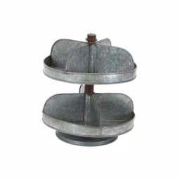 LITTON LANE Industrial Arts 2-Tier Iron Tray Stand with Galvanized Finish, Gray thumbnail 4
