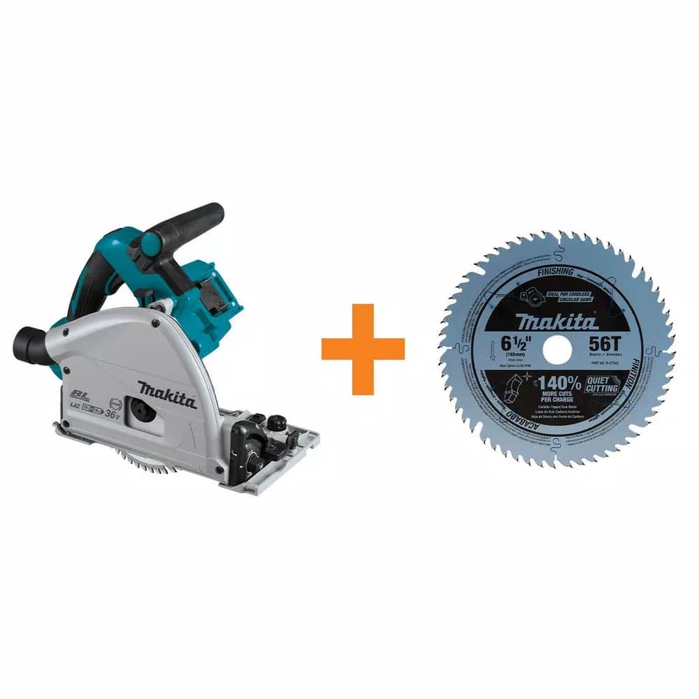 Makita 18V X2 LXT (36V) Brushless 6-1/2 in. Plunge Circular Saw with Bonus 56T Carbide Blade