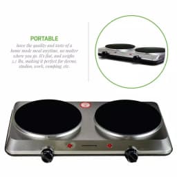Ovente 1500W Double Burner Infrared Hot Plate, 7.5 in. Ceramic Glass Cooktop with Temperature Control thumbnail 4