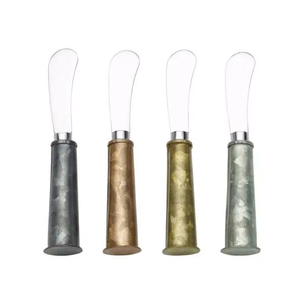 Towle Living Multicolor Galvanized Iron and Stainless Steel Cheese Spreader Set, 4-Piece