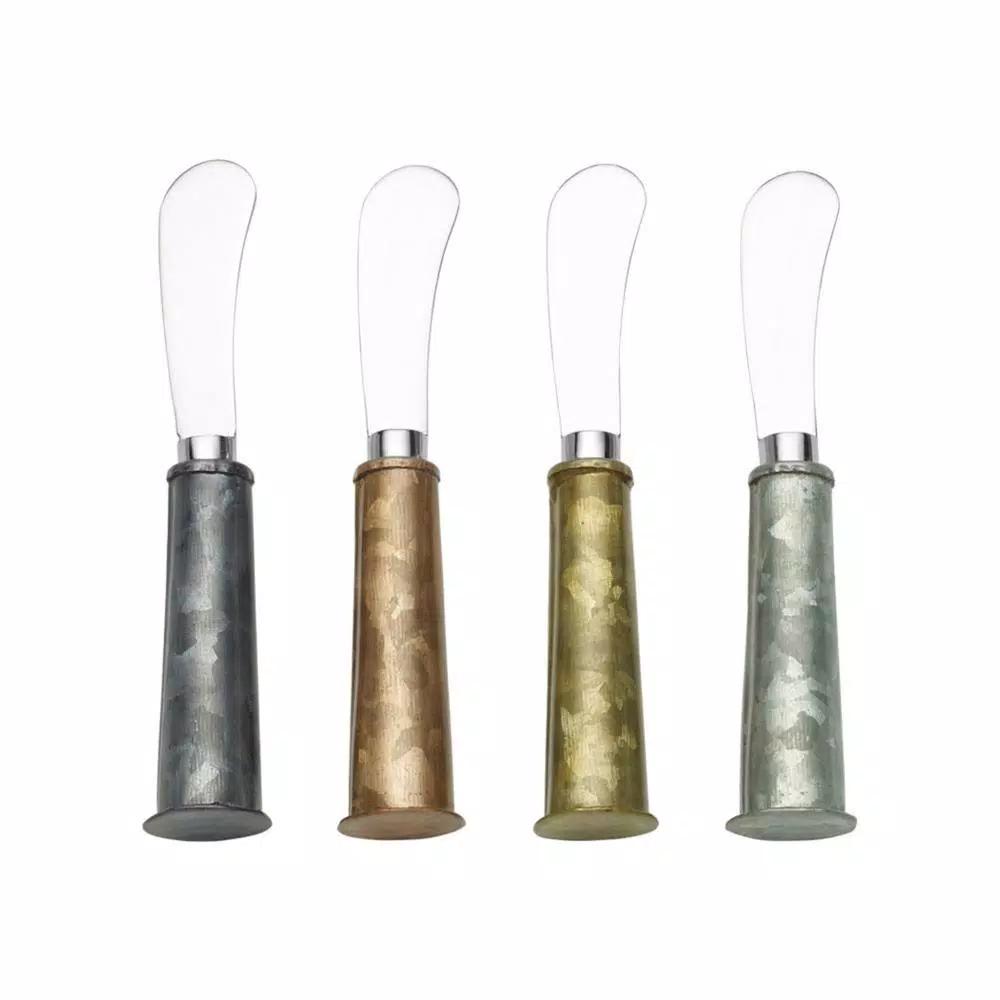 Towle Living Multicolor Galvanized Iron and Stainless Steel Cheese Spreader Set, 4-Piece