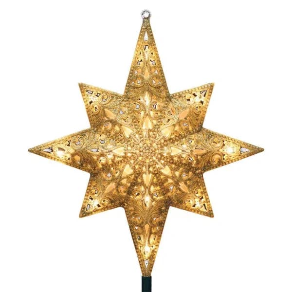 General Electric Holiday Classics 11 in. Gold Glittered Bethlehem Star Tree Topper with 16 Lights
